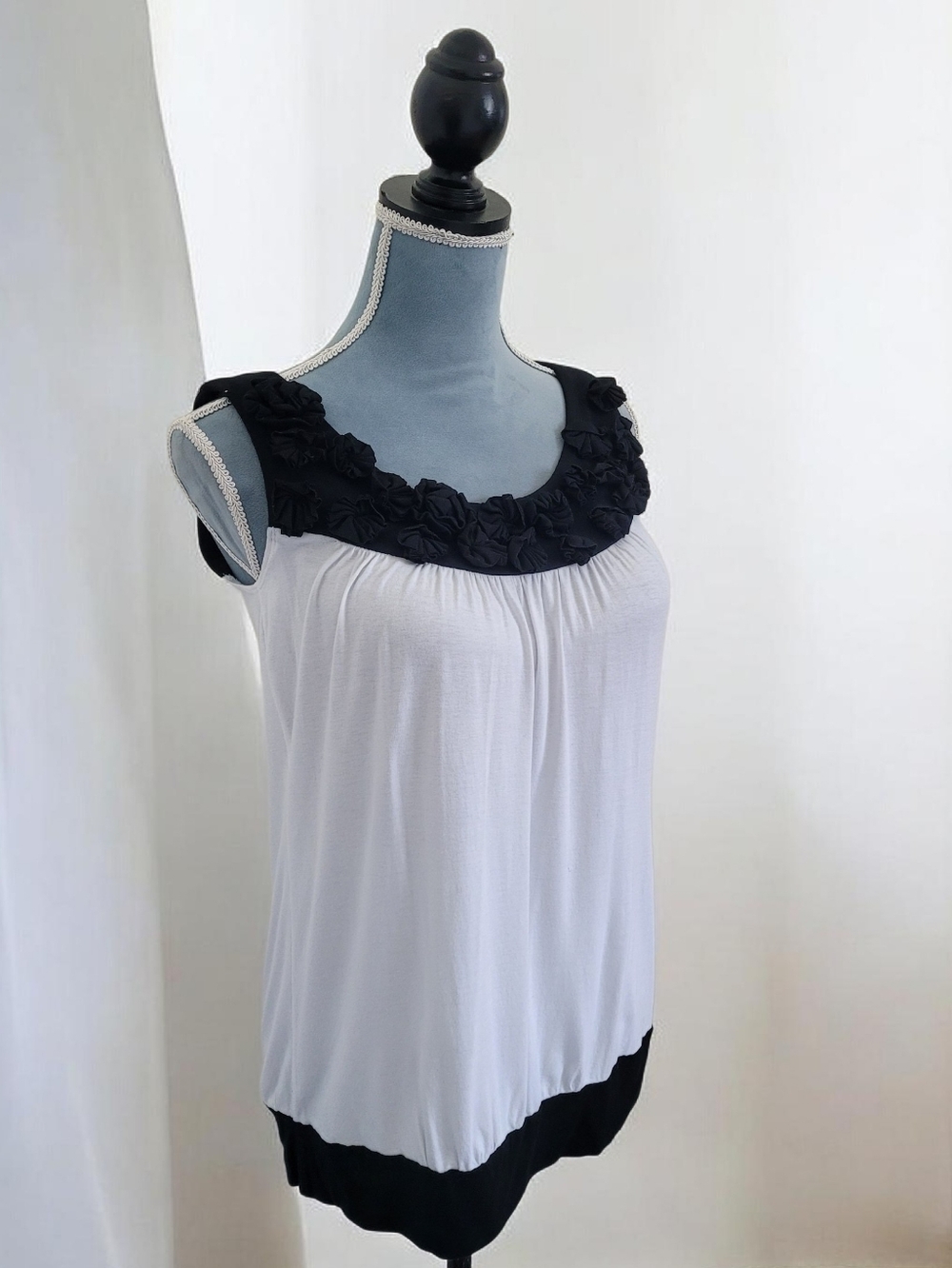 Y2K Black Rosette Top
